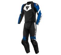 Dainese Avro 4 Tuta in pelle da moto in 2 pezzi, nero-bianco-blu, taglia 52 per maschi