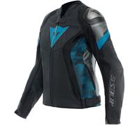Dainese Avro 5 Giacca di pelle moto da donna, nero/blu, Taglia 50