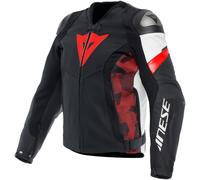 Dainese Giacca Pelle Uomo AVRO 5 Nero/Rosso-Lava/Bianco Taglia 52