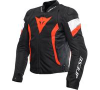 Dainese - Avro 5 Tex Jacket, Giacca Moto in Tessuto, con Protezioni su Spalle, Man, Nero/Rosso Fluo/Bianco, 46
