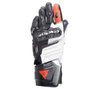 DAINESE - Carbon 4 Long Lady Gloves, Guanti Moto Lunghi in Pelle, Sportivi, Protezioni sulle Nocche in Carbonio, Donna, Nero/Bianco/Rosso-Fluo, XS