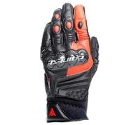 DAINESE - Carbon 4 Short Gloves, Guanti Moto Corti in Pelle, con Protezioni delle Nocche in Carbonio, Uomo, Nero/Rosso Fluo, XL