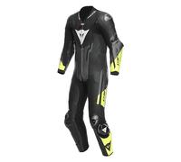 Dainese Combi Misano 3 D-Air Perf. 1PC Leather Suit Air Bag Combi, Nero/ANTHRACITE/FLUO YELLOW, 50