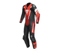 Dainese Combi Misano 3 D-Air Perf. 1PC Leather Suit Air Bag Combi, nero/rosso/rosso fluo 52