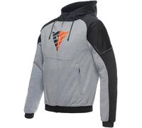 Dainese - Daemon-X Safety Hoodie Full Zip, Felpa Moto in Tessuto, Protezioni su Spalle e Gomiti, Giacca Moto da Uomo, Grigio Melange/Nero/Rosso Fluo, 56