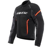 Dainese - Air Frame 3 Tex Jacket, Giacca da Moto Estiva in Tessuto, con Fodera Antivento, Uomo, Nero/Nero/Rosso-Fluo, 48