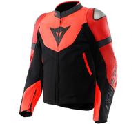 Dainese Iperattiva Giacca da moto in pelle/tessuto, nero-rosso, taglia 46 per maschi