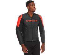 DAINESE DAINESE - Giacca Racing 5 Perf Leather Nero / Nero / Rosso Fluo 58