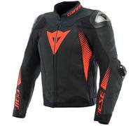 Dainese Super Speed 4, giacca in pelle 54 male Nero Opaco/Rosso Fluo