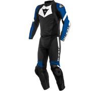 Dainese Avro 4 Tuta in pelle da moto in 2 pezzi, nero-bianco-blu, taglia 52 per maschi