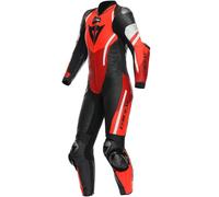 Dainese Misano 3 D-air, tuta in pelle 1pz. traforata donna 48 male Nero/Rosso/Rosso Fluo/Bianco