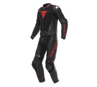 Dainese Demon Sprint Tuta in pelle da motociclista a due pezzi, nero/nero/rosso, Taglia 54