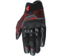 DAINESE - Ermex Gloves, Guanti Moto Estivi, Traspiranti con Inserti in Mesh, Protezioni Rigide sulle Nocche, Rinforzi in Pelle, Touchscreen, L, Nero e Rosso Lava