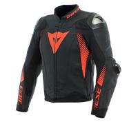 Dainese Giacca in pelle moto Super Speed 4 Leather Jacket black mat-fluo red ...