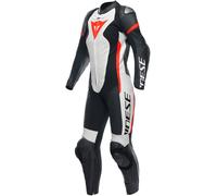 Dainese Grobnik Tuta in pelle moto da donna a 1 pezzo, nero-bianco-rosso, taglia 48 per donne