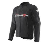 DAINESE - Herosphere Air Tex Jacket, Giacca Moto in Tessuto, Ventilata e Estiva, Uomo, Nero/Bianco a Strisce/Rosso, 52