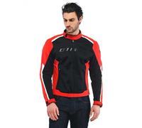 Dainese Hydraflux 2 Air D-Dry Jacket, Giacca Moto Estiva Con Fodera Impermeabile Removibile, Uomo, Nero/Rosso Lava, 50