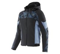 DAINESE - Ignite 2 Tex Jacket Wmn, Giacca Moto in Tessuto con Cappuccio, Donna, Nero/Blu Mirage, 54