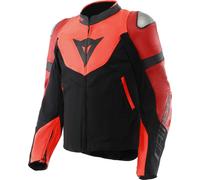 Dainese Iperattiva, Giacca in pelle e tessuto 44 male Nero/Rosso Fluo