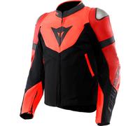 Dainese Iperattiva, Giacca in pelle e tessuto 44 male Nero/Rosso Fluo