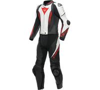 Dainese Laguna Seca 5 Tuta in pelle da moto a 2 pezzi, nero-bianco-rosso, taglia 58 per maschi