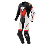 Dainese Laguna Seca 6 1- Pezzo Tuta in pelle da moto, nero-bianco-rosso, taglia 54 per maschi
