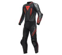 Dainese Laguna Seca 5 Tuta in pelle da moto a 2 pezzi, nero-grigio-rosso, taglia 52 per maschi