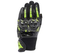 DAINESE - Mig 3 Unisex Gloves, Guanti Moto in Pelle, Protezioni sulle Nocche, Compatibilità Touchscreen, Unisex, Nero/Antracite/Giallo Fluo, M