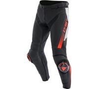 Dainese Super Speed, pantaloni in pelle traforata 48 male Nero/Bianco/Rosso Fluo