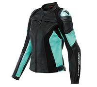 DAINESE Racing 4 Giacca da Donna in Pelle per Moto, Nero/Ciano, 40