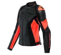 DAINESE Racing 4 Giacca da Donna in Pelle per Moto, Nero/Rosso, 46