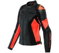 Dainese Racing 4 Giacca da donna in pelle per moto, nero/rosso, Taglia 42
