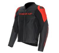 DAINESE Racing 5 Giacca in Pelle da Moto, Nero/Rosso, 52