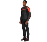 Dainese Racing 5, giacca in pelle traforata 46 male Nero/Rosso Fluo