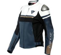 Dainese Rapida, giacca di pelle donna 42 female Blu Scuro/Bianco/Oro