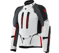 Dainese Super Adventure Absoluteshell S26 Giacca tessile da motocicletta impermeabile, Grigio chiaro/nero/rosso, Taglia 56