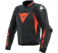 Dainese Super Speed 4, giacca in pelle 50 male Nero Opaco/Rosso Fluo