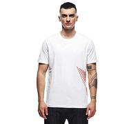 DAINESE T-Shirt Big Logo, Maglietta Maniche Corte 100% Cotone, Uomo, Bianco/Rosso Fluo