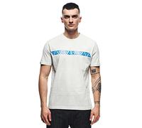 Dainese T-Shirt Stripes, Maglietta Maniche Corte 100% Cotone, Uomo, Grigio Chiaro/Directoire-Blu, XXL