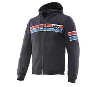 DAINESE Vintedge Air Tex Jacket, Giacca da Moto con Cappuccio, Nero con Strisce Rosse e Blu (IT, Numero, 54, Regular, Regular, Standard, BLACK/BLUE/RED)