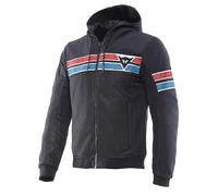 DAINESE Vintedge Air Tex Jacket, Giacca da Moto con Cappuccio, Nero con Strisce Rosse e Blu (IT, Numero, 48, Regular, Regular, Standard, BLACK/BLUE/RED)