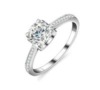 Dainty Anelli da donna, Eternity Band per le donne 6 poli 1ct Moissanite rotonda regali di compleanno per le donne, U 1/2, Platino, Moissanite