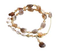 Dainty Gold Plated Bracelets For Women Trendy Amber And Hand Chain Ankle Adjustable Beaded Bracelet For Lady Attrezzi Bracciali (Coffee, One Size)
