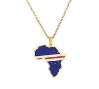 Dainty Simple Africa Capo Verde Mappa Collana Girocollo,Collana Con Ciondolo Bandiera Paese,Collana Collane Girocollo Regolabili,Gioielli Di Moda Regalo Per Donna Uomo Unisex Ragazze,Come Mostrato,50C