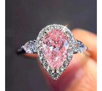 Dainty Teardrop Pink Cubic Zirconia Halo Anelli per le donne anelli per banchetti anelli festa San Valentino compleanno gioielli regali (T1249_8)