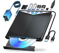 Dainty Unità Blu-ray esterna 7 in 1 lettura/scrittura con masterizzatore Bluray USB 3.0 e tipo C, compatibile con/Windows7-11 Mac OS Supporto per BD/DVD/CD Drive, Windows 7-11 e Mac, PC M-DISC (nero)