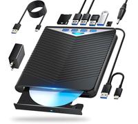 Dainty Unità Blu-ray esterna 7 in 1 lettura/scrittura con masterizzatore Bluray USB 3.0/Type-C compatibile con/Windows7-11 Mac OS Supporto per BD/DVD, Windows 7-11 e Mac/PC M-DISC (nero)