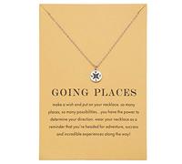 Dainty White Gold Plated Compass Direction Pendant Necklace Graduation Gift for Friends