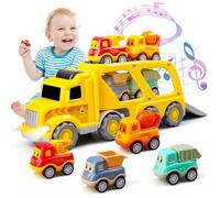 Daioller Camion Macchinine 2 3 4 Anni Ragazzi e Ragazze -5 in 1 Giocattolo Trasportatore con Suoni e Luci,Macchinine Giocattolo Regalo per Bambino