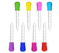 DAIRF Contagocce liquido in silicone con pipette in plastica, set da 8 | Plastica in silicone per uso alimentare, punta staccabile, lavabile in lavastoviglie, 8 colori assortiti, forma cilindrica